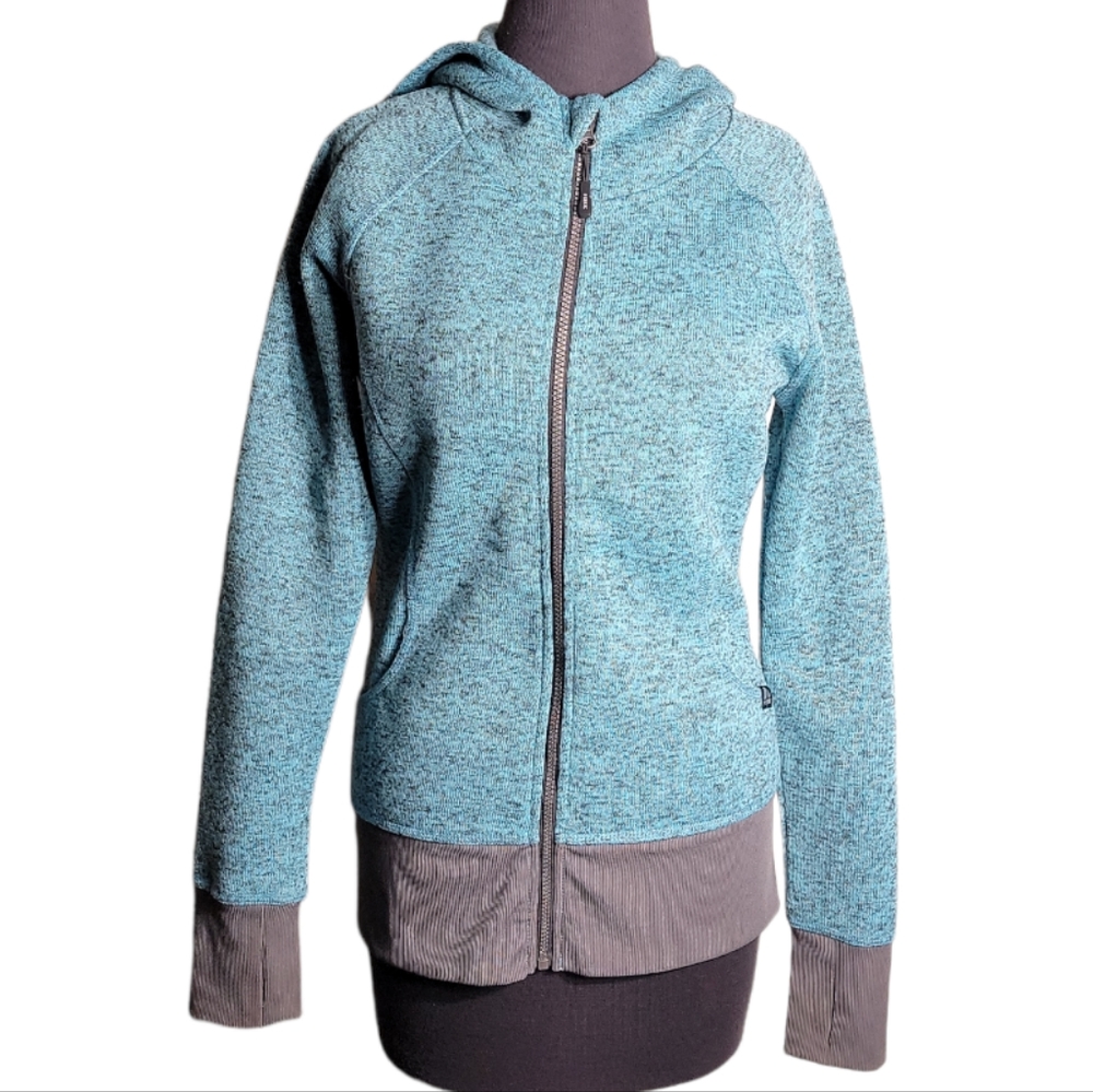 Reebok RBX fleece hooded jacket full zip gray green activewear women'S medium